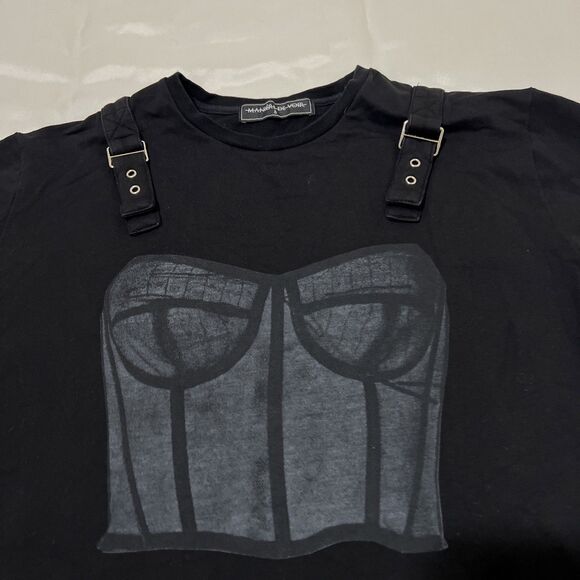 Maniere De Voir Tops - Maniere De Voir Tshirt Top Buckles Black Corset Graphic Pattern Women’s 8